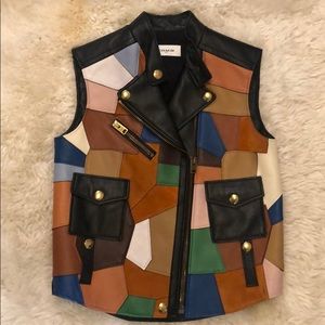 Leather and Suede Patchwork Vest